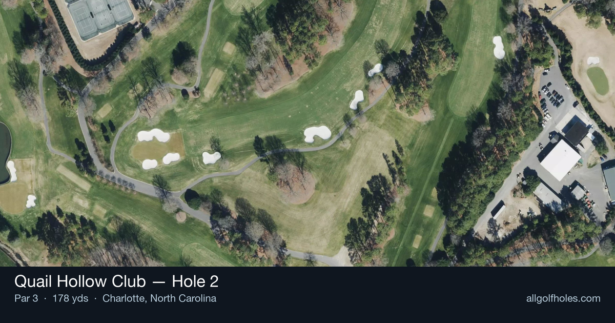 Hole 2 aerial at Quail Hollow Club