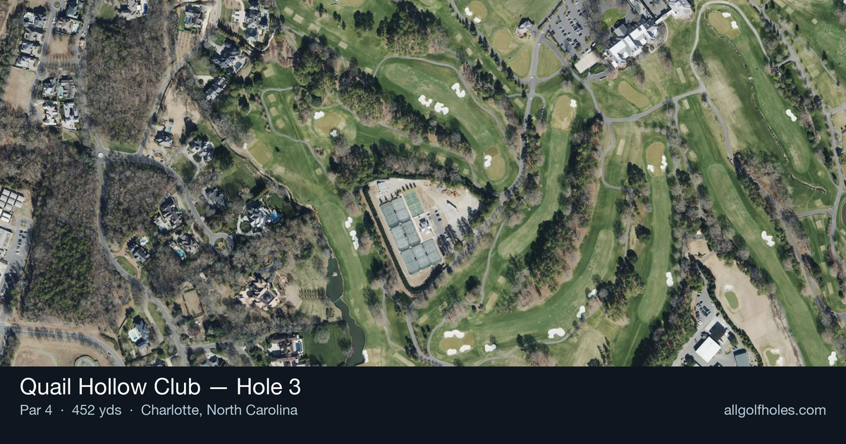 Hole 3 aerial at Quail Hollow Club