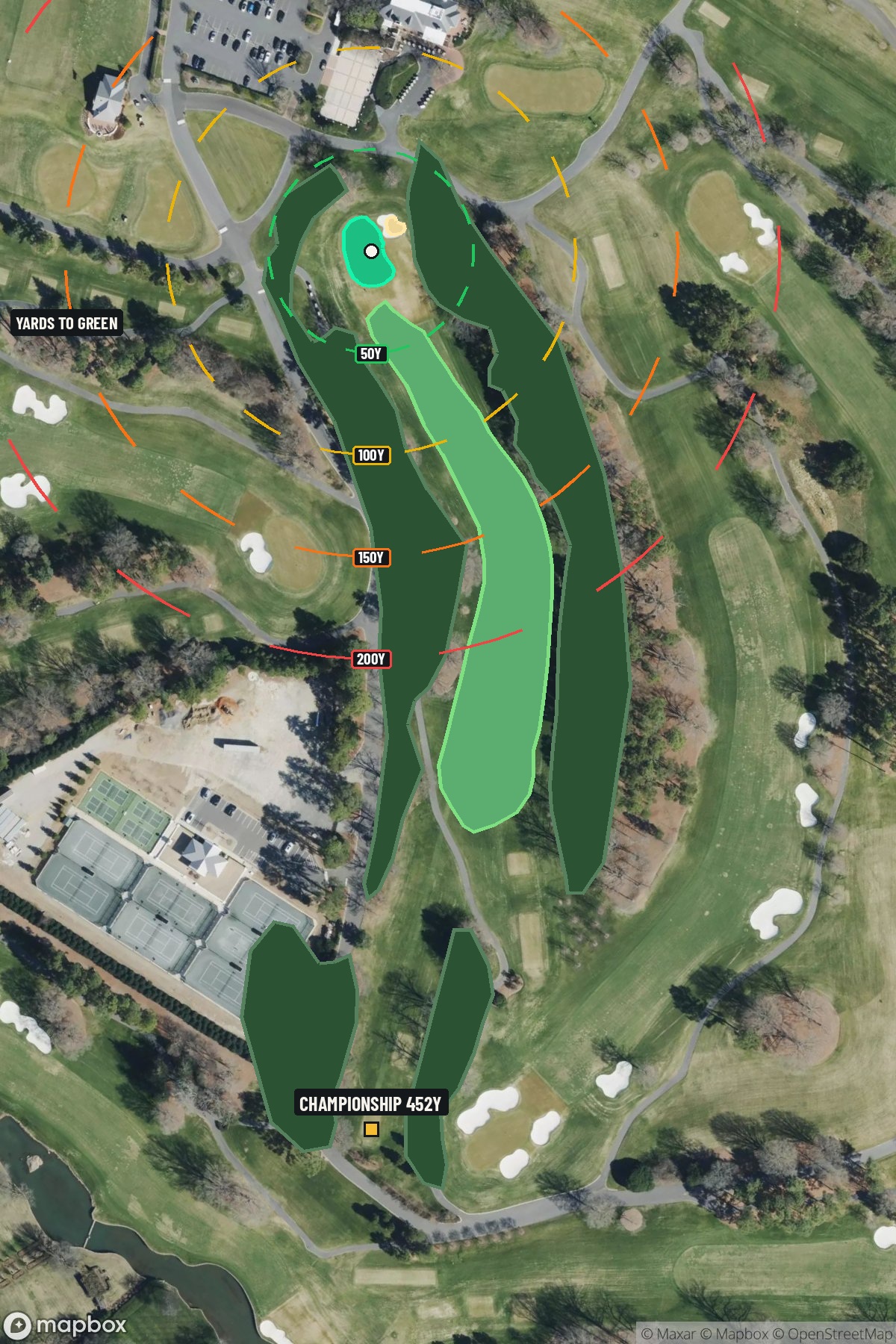 Hole 3 aerial at Quail Hollow Club