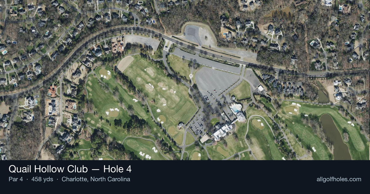 Hole 4 aerial at Quail Hollow Club