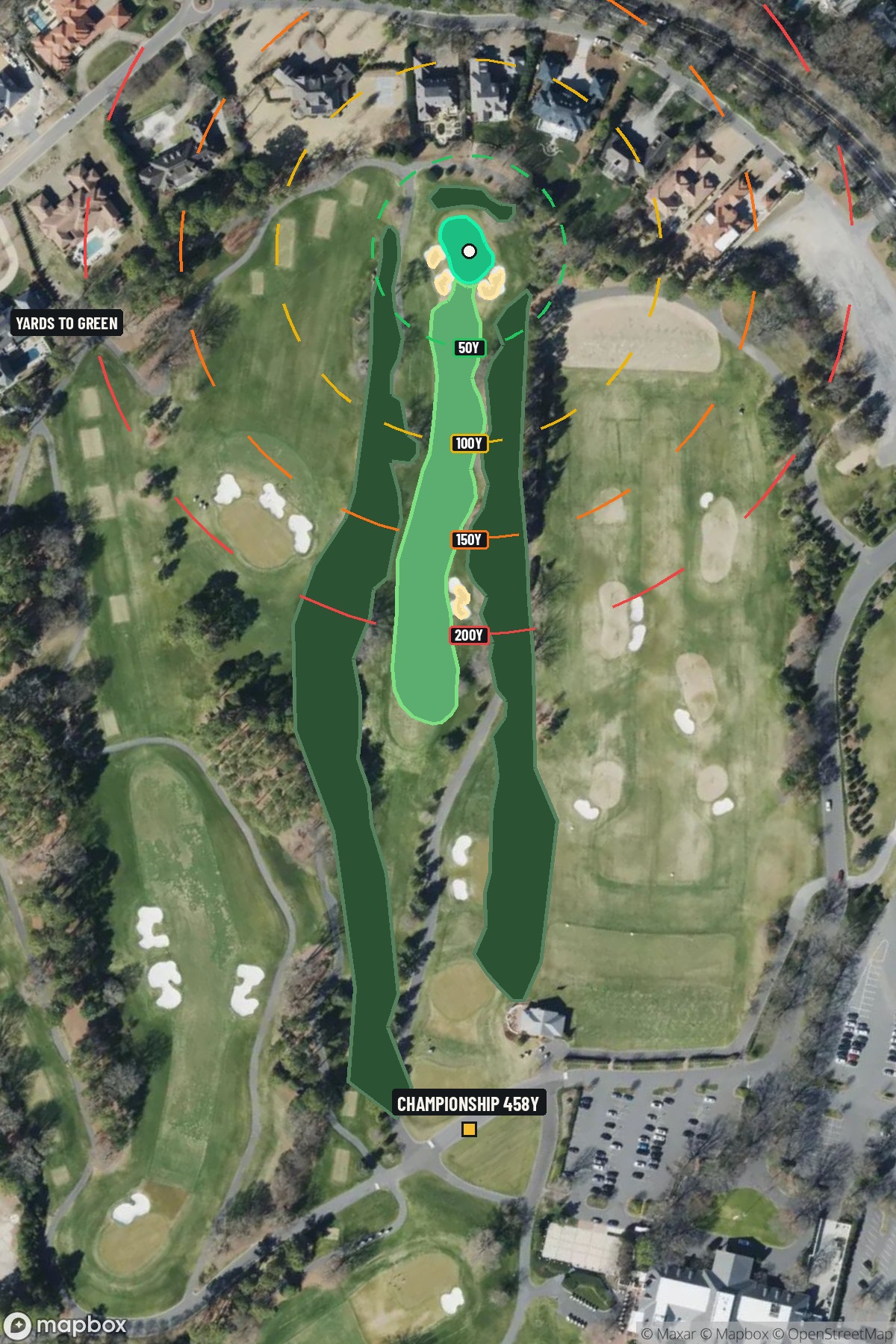 Hole 4 aerial at Quail Hollow Club