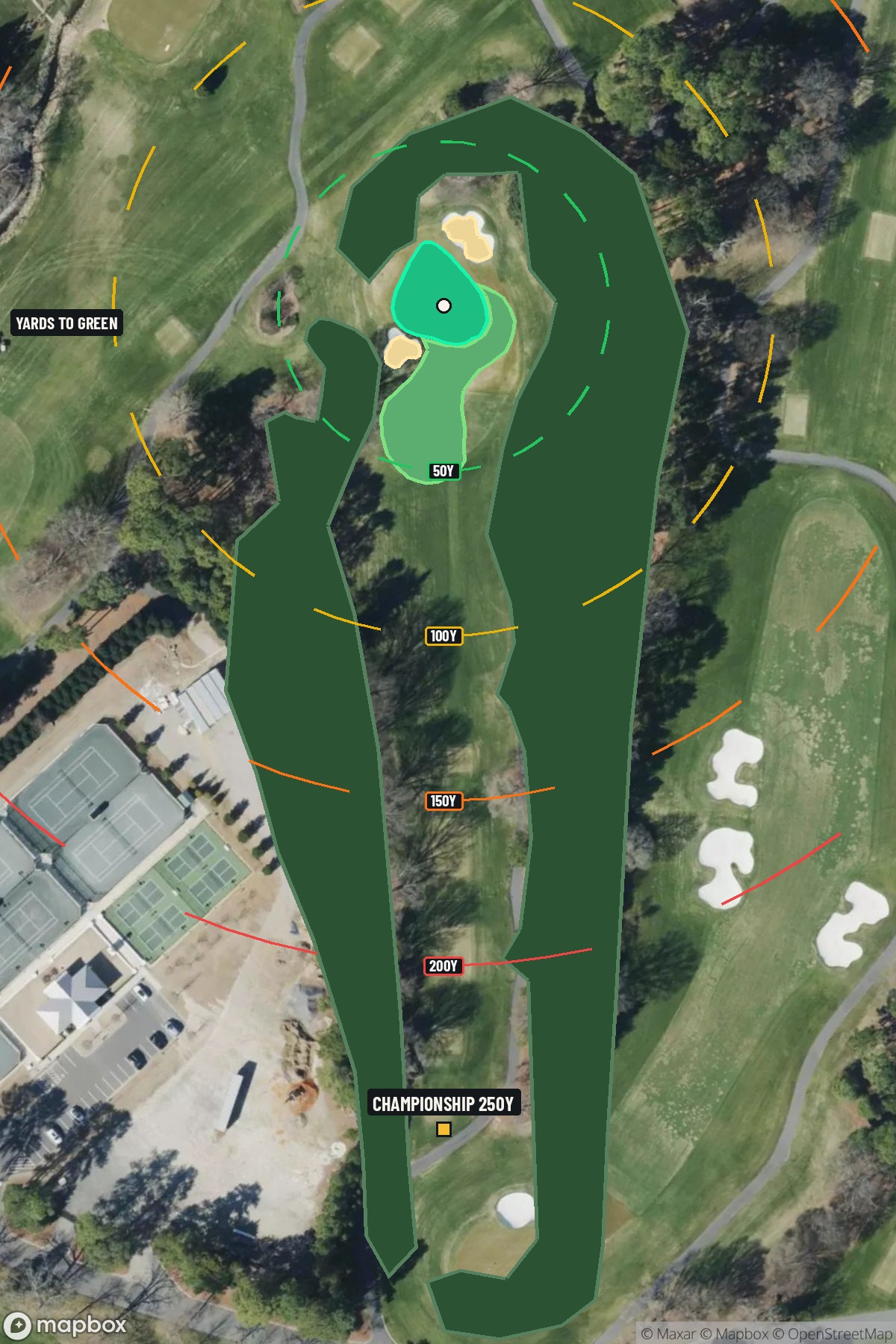 Hole 6 aerial at Quail Hollow Club
