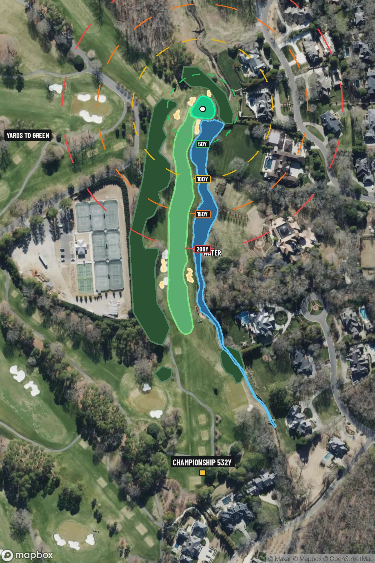 Hole 7 aerial at Quail Hollow Club