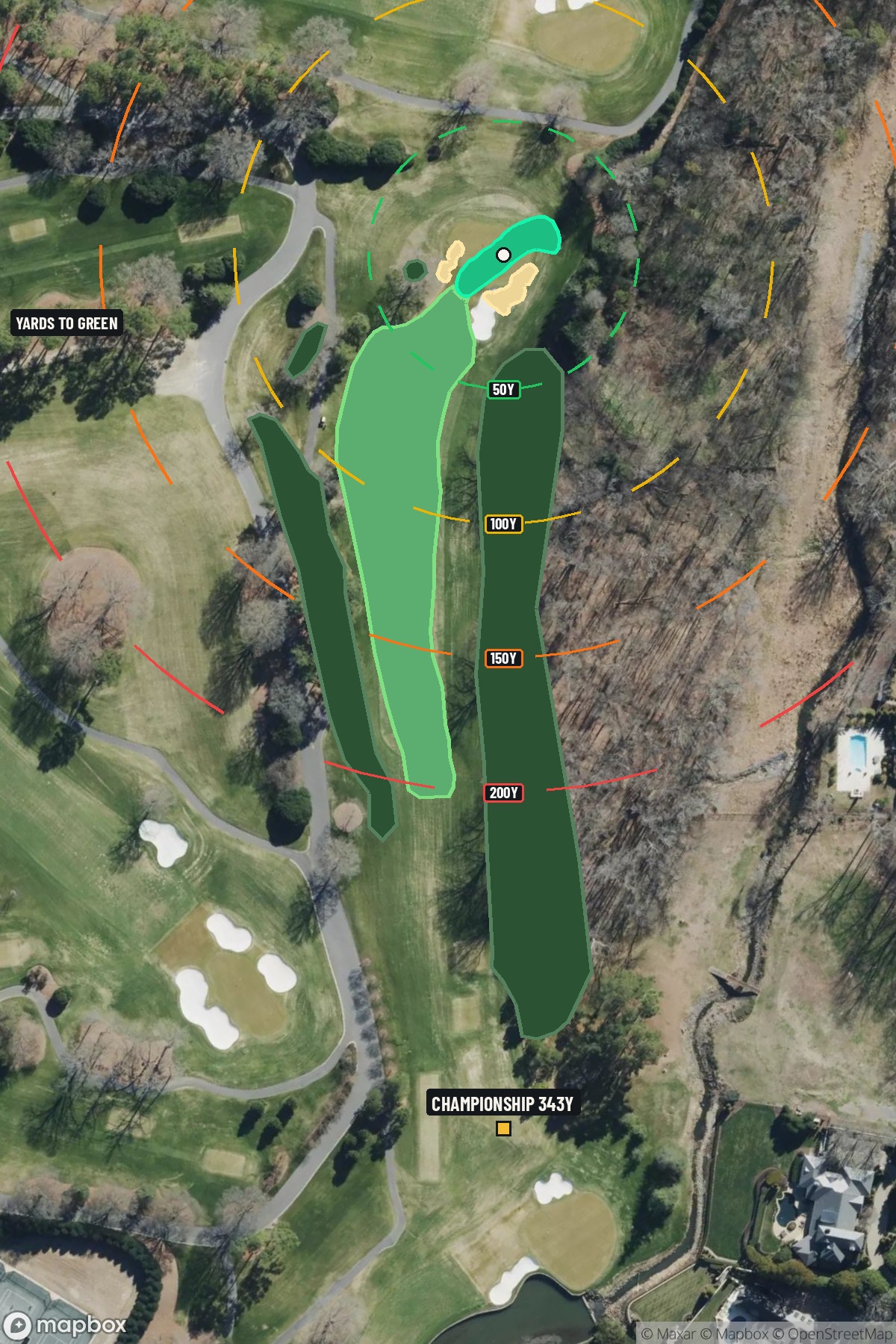 Hole 8 aerial at Quail Hollow Club
