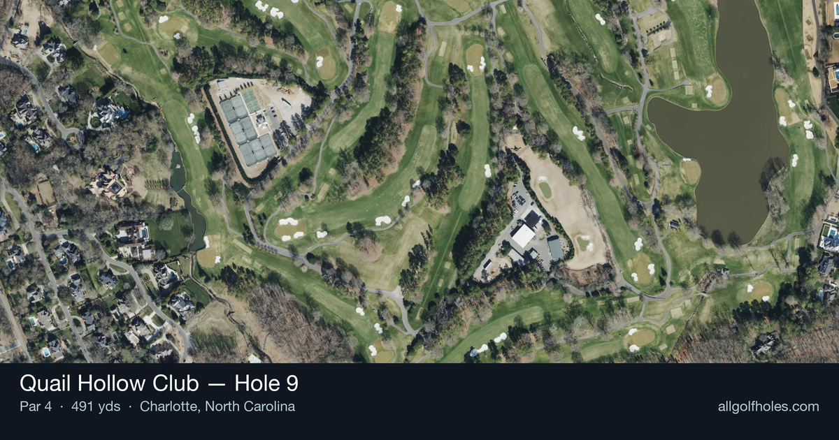 Hole 9 aerial at Quail Hollow Club