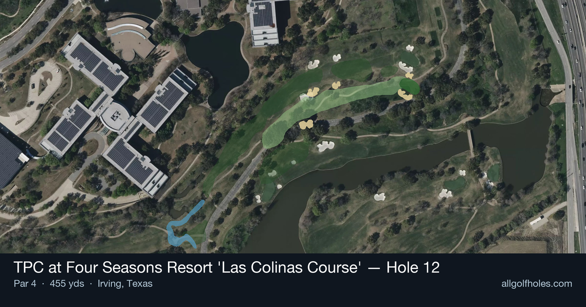 Hole 12 aerial at TPC at Four Seasons Resort 'Las Colinas Course'