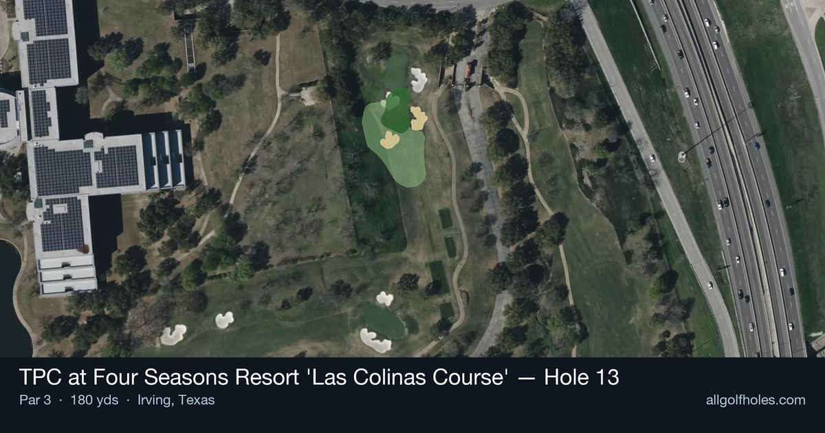 Hole 13 aerial at TPC at Four Seasons Resort 'Las Colinas Course'