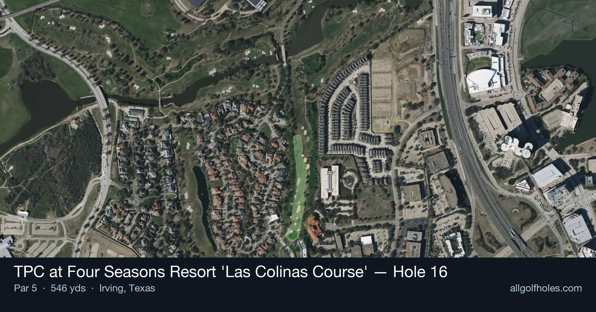 Hole 16 aerial at TPC at Four Seasons Resort 'Las Colinas Course'