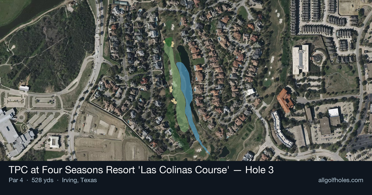 Hole 3 aerial at TPC at Four Seasons Resort 'Las Colinas Course'