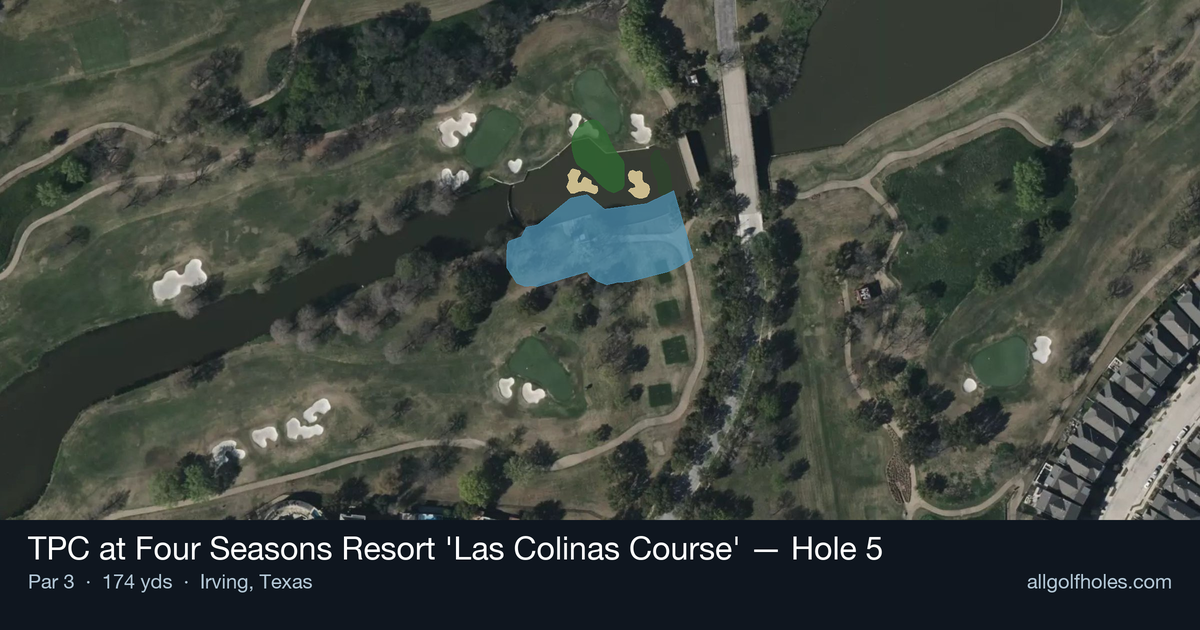 Hole 5 aerial at TPC at Four Seasons Resort 'Las Colinas Course'