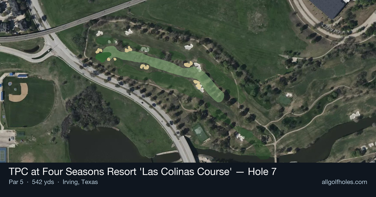 Hole 7 aerial at TPC at Four Seasons Resort 'Las Colinas Course'