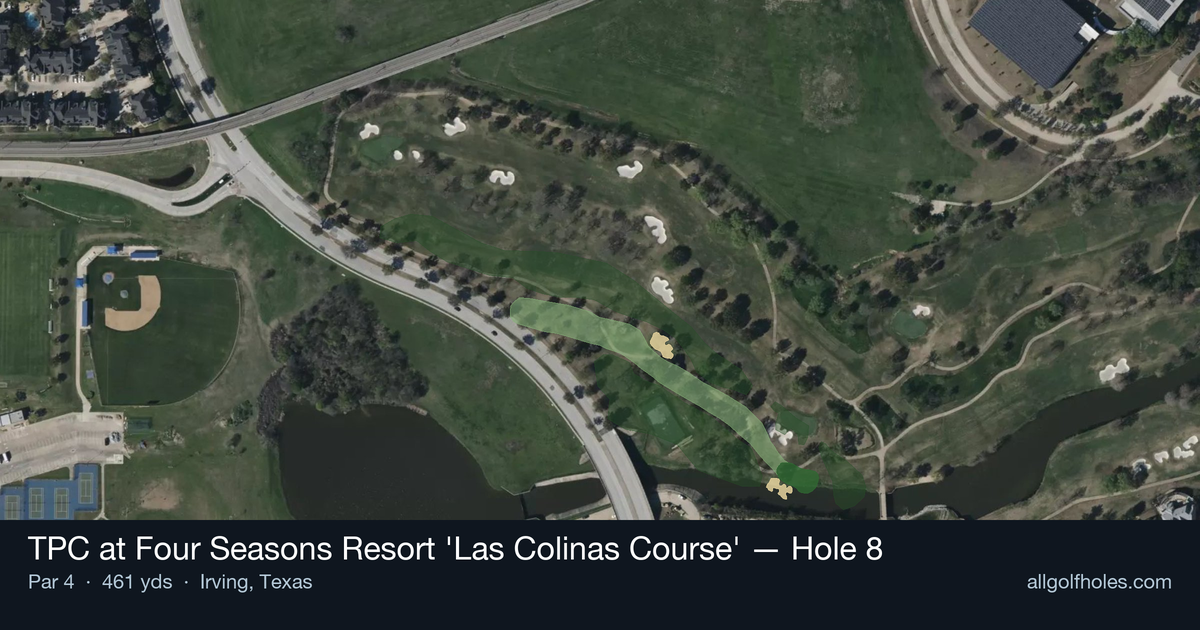 Hole 8 aerial at TPC at Four Seasons Resort 'Las Colinas Course'