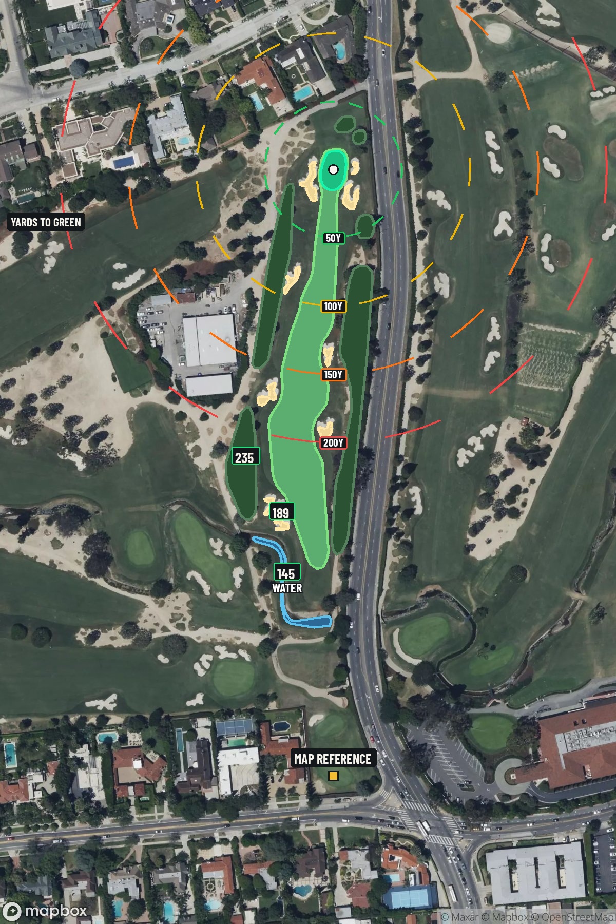 Hole 1 aerial at Wilshire Country Club