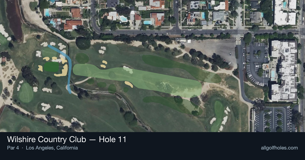 Hole 11 aerial at Wilshire Country Club
