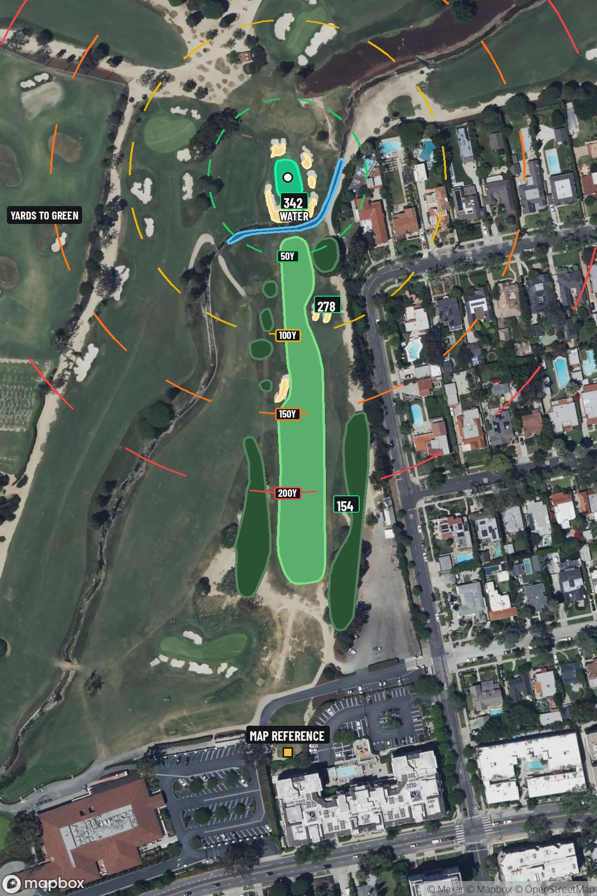 Hole 11 aerial at Wilshire Country Club