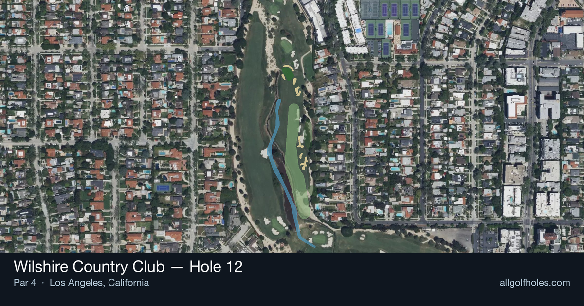 Hole 12 aerial at Wilshire Country Club