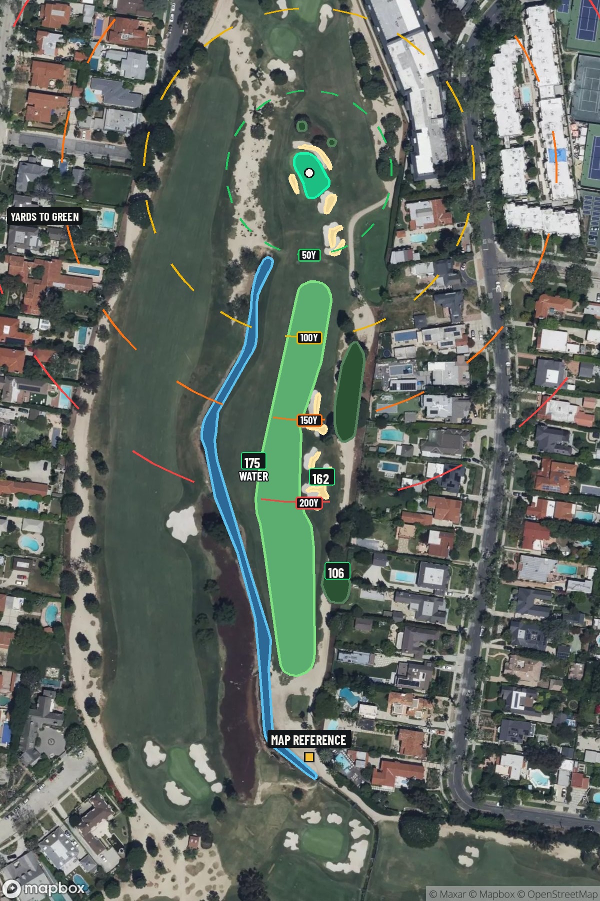 Hole 12 aerial at Wilshire Country Club