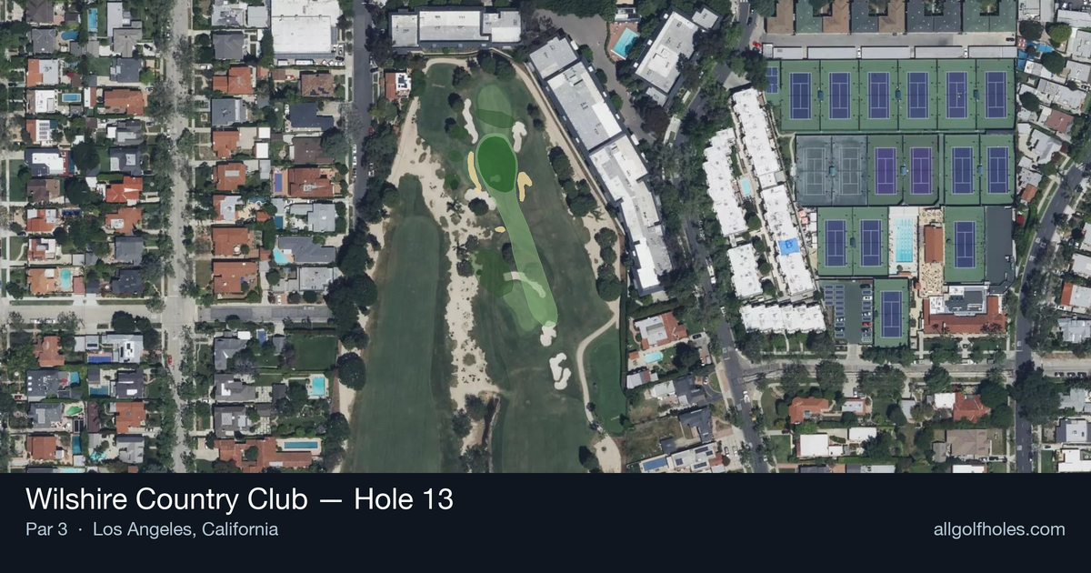 Hole 13 aerial at Wilshire Country Club