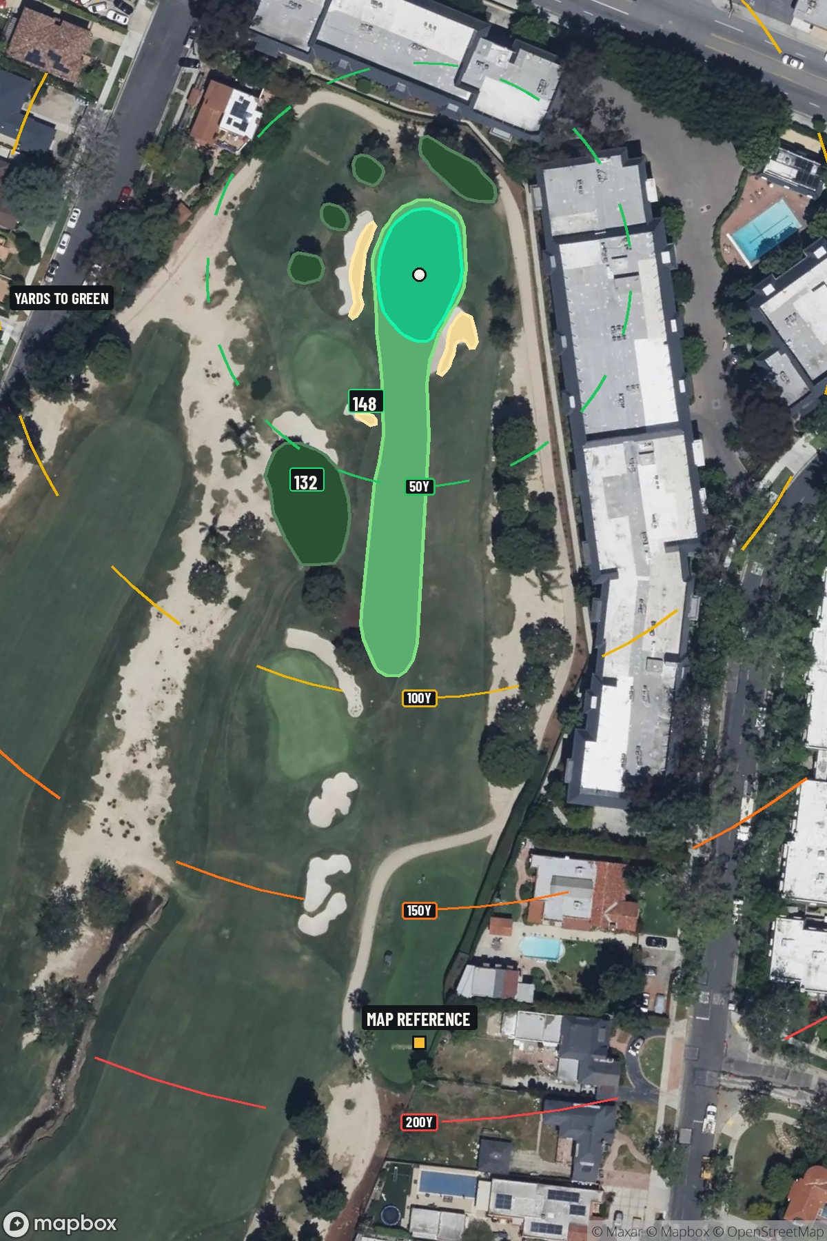Hole 13 aerial at Wilshire Country Club