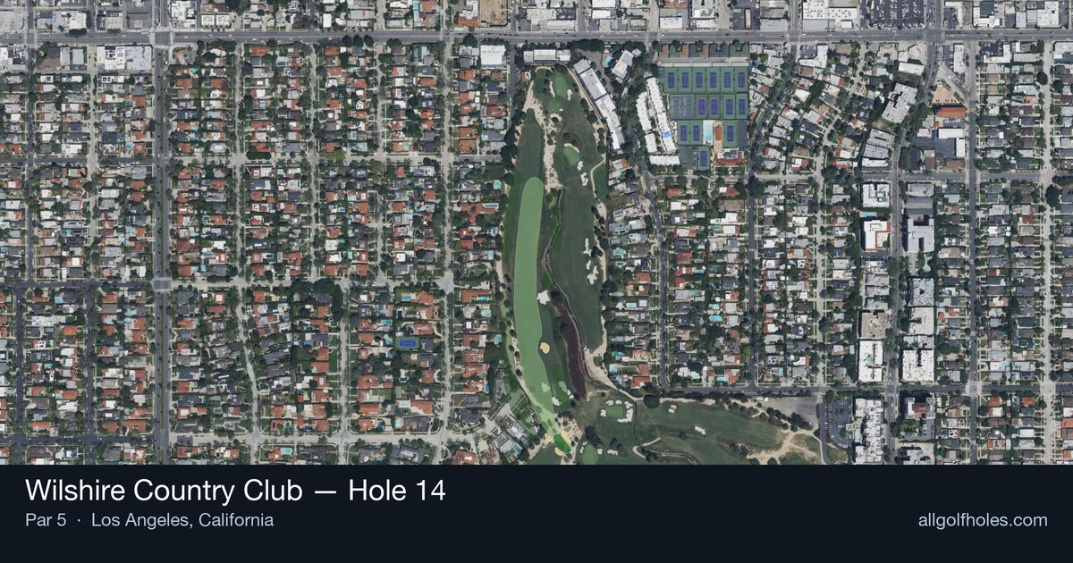 Hole 14 aerial at Wilshire Country Club
