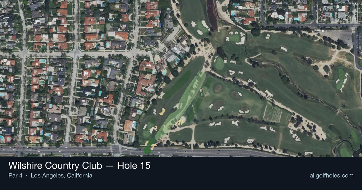 Hole 15 aerial at Wilshire Country Club