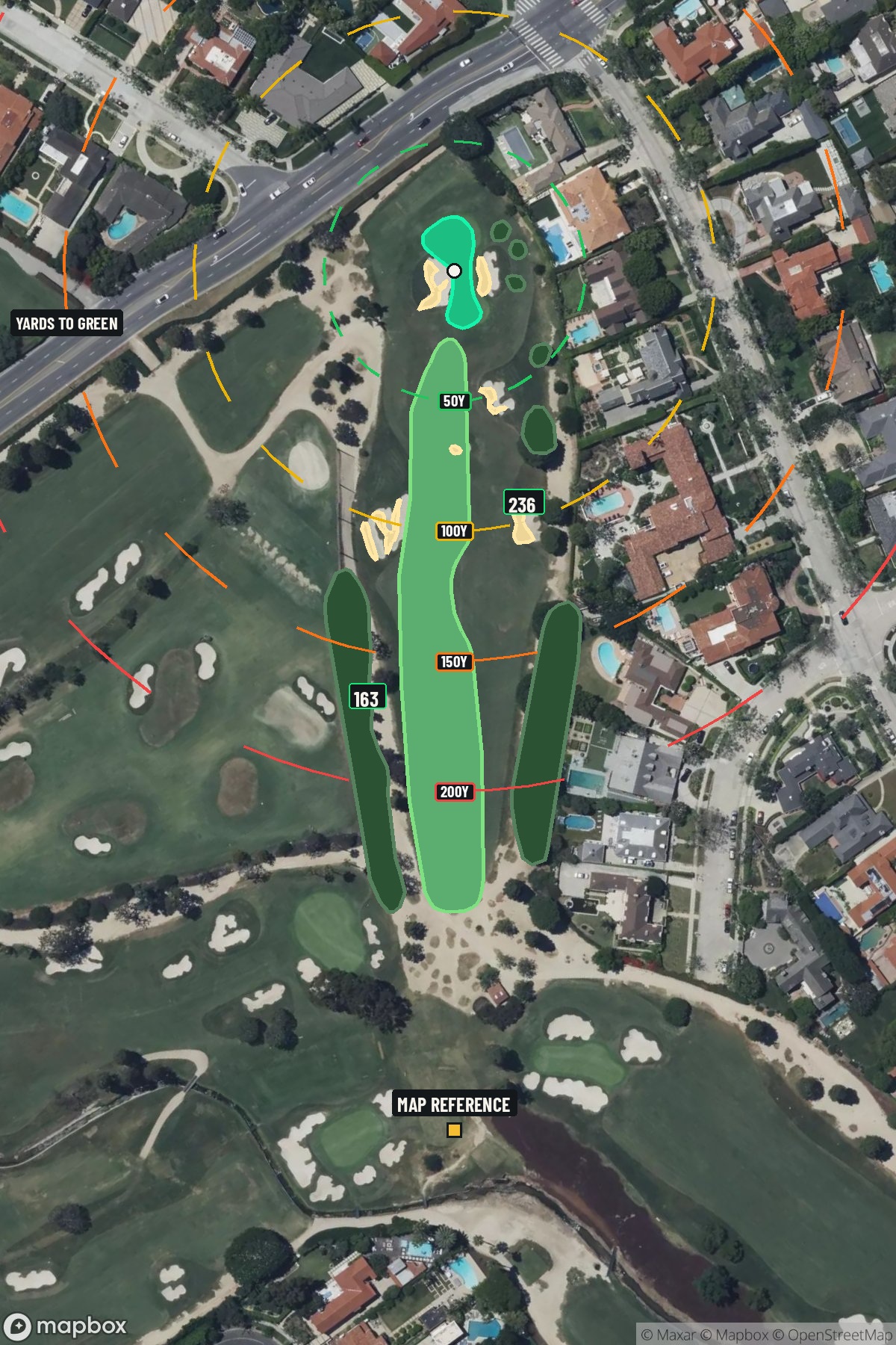 Hole 15 aerial at Wilshire Country Club