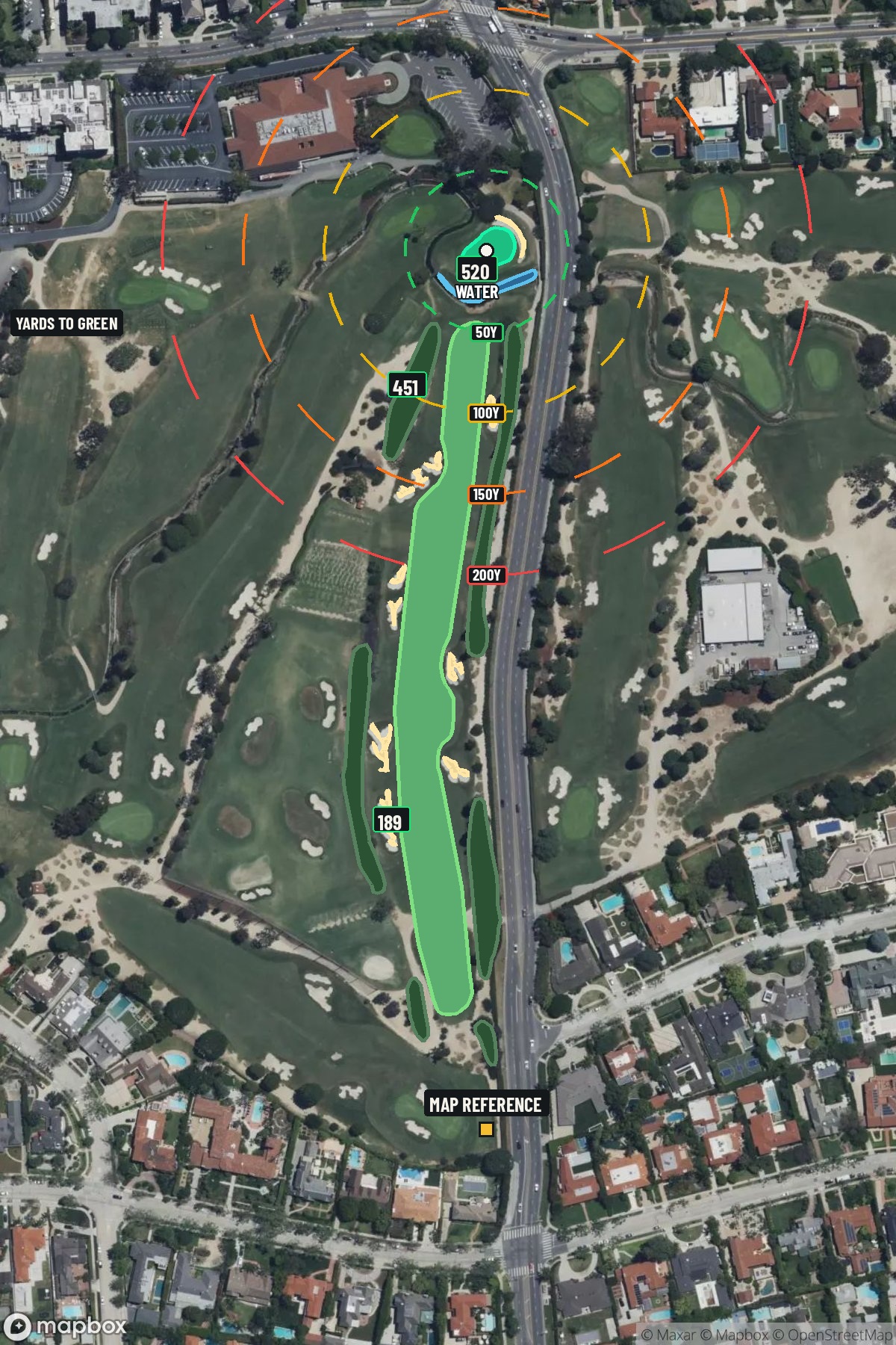 Hole 16 aerial at Wilshire Country Club