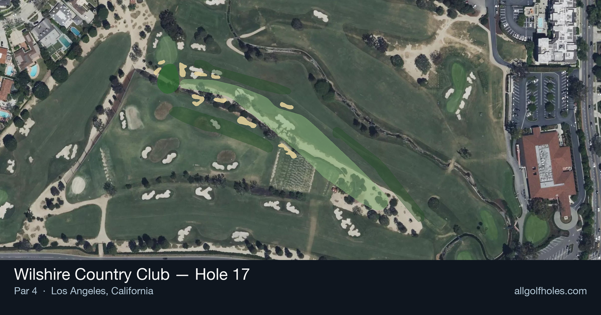 Hole 17 aerial at Wilshire Country Club