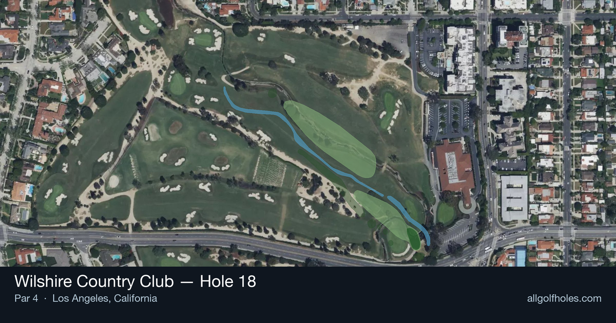 Hole 18 aerial at Wilshire Country Club