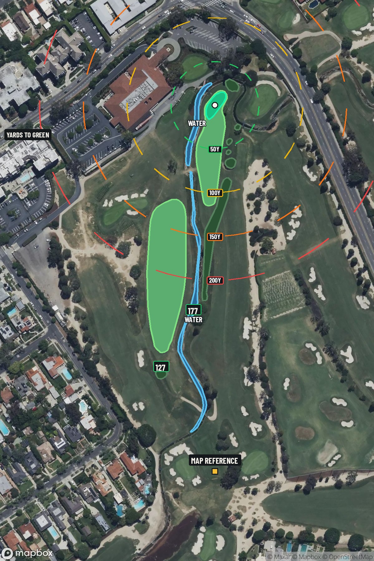 Hole 18 aerial at Wilshire Country Club