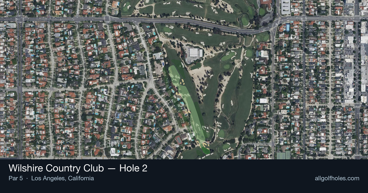 Hole 2 aerial at Wilshire Country Club