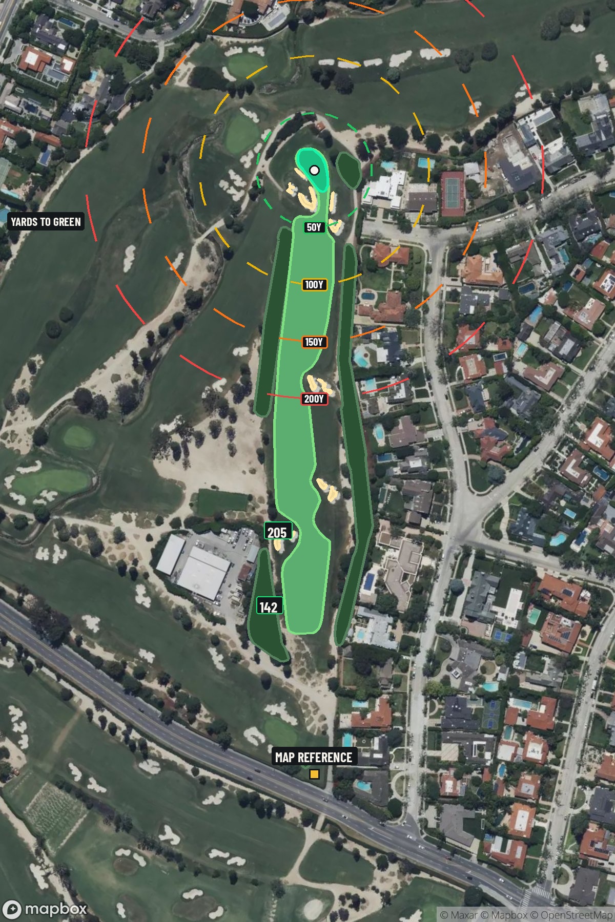 Hole 2 aerial at Wilshire Country Club