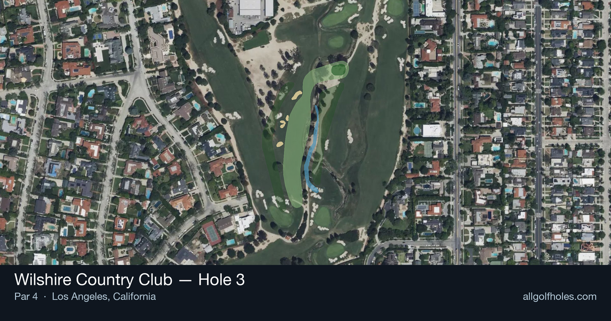 Hole 3 aerial at Wilshire Country Club