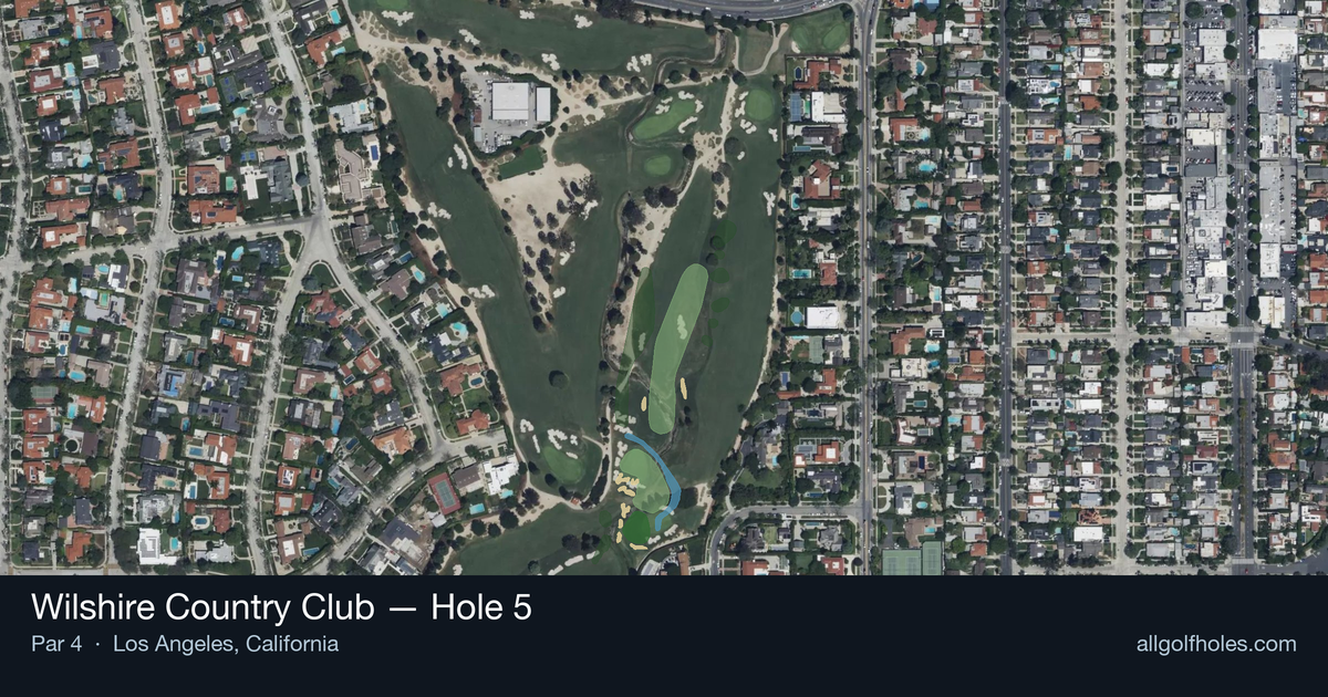 Hole 5 aerial at Wilshire Country Club