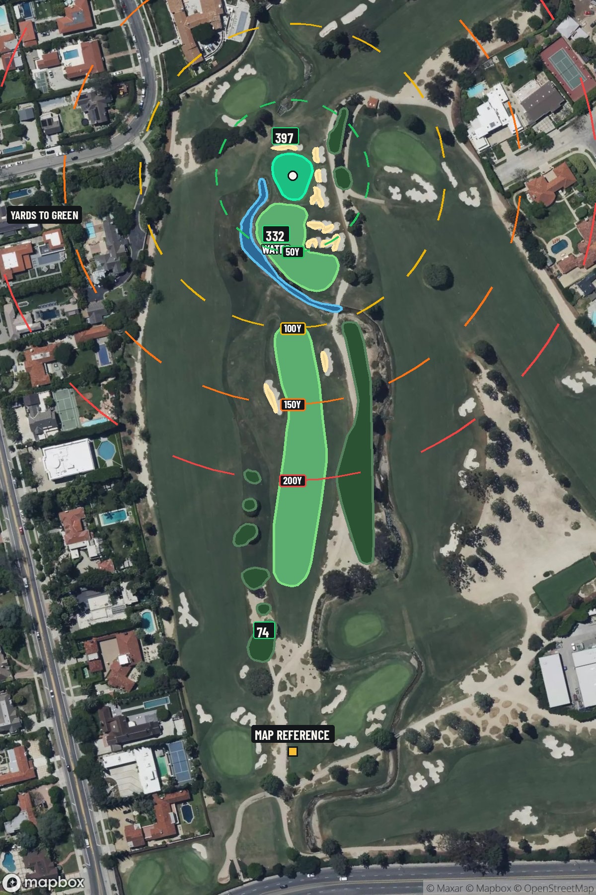 Hole 5 aerial at Wilshire Country Club
