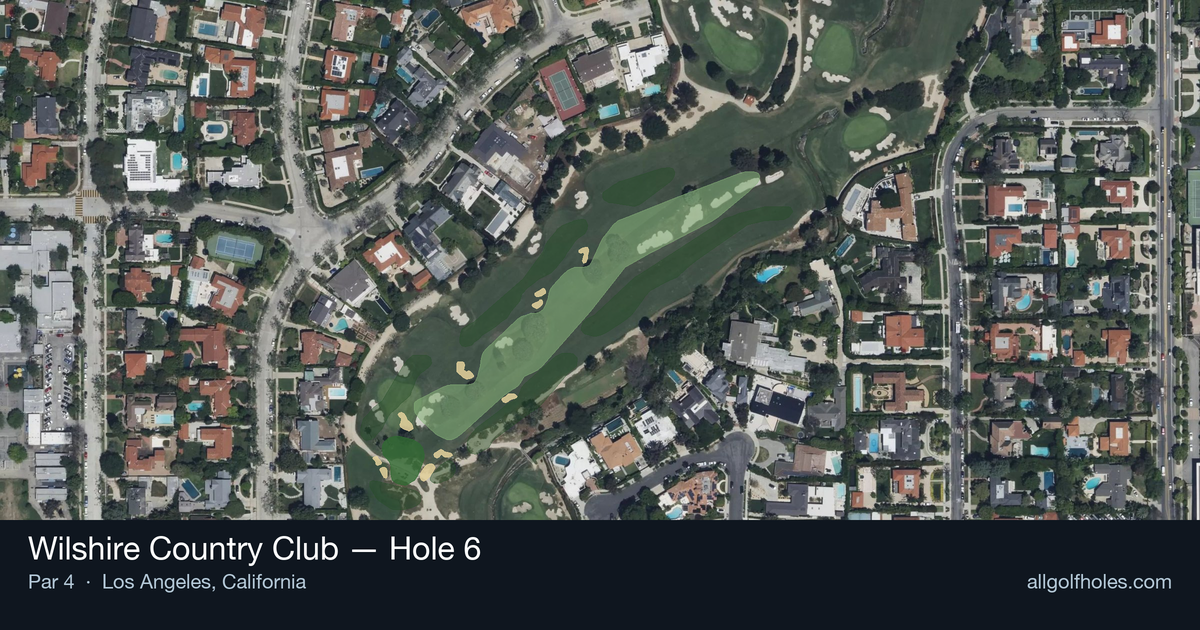 Hole 6 aerial at Wilshire Country Club