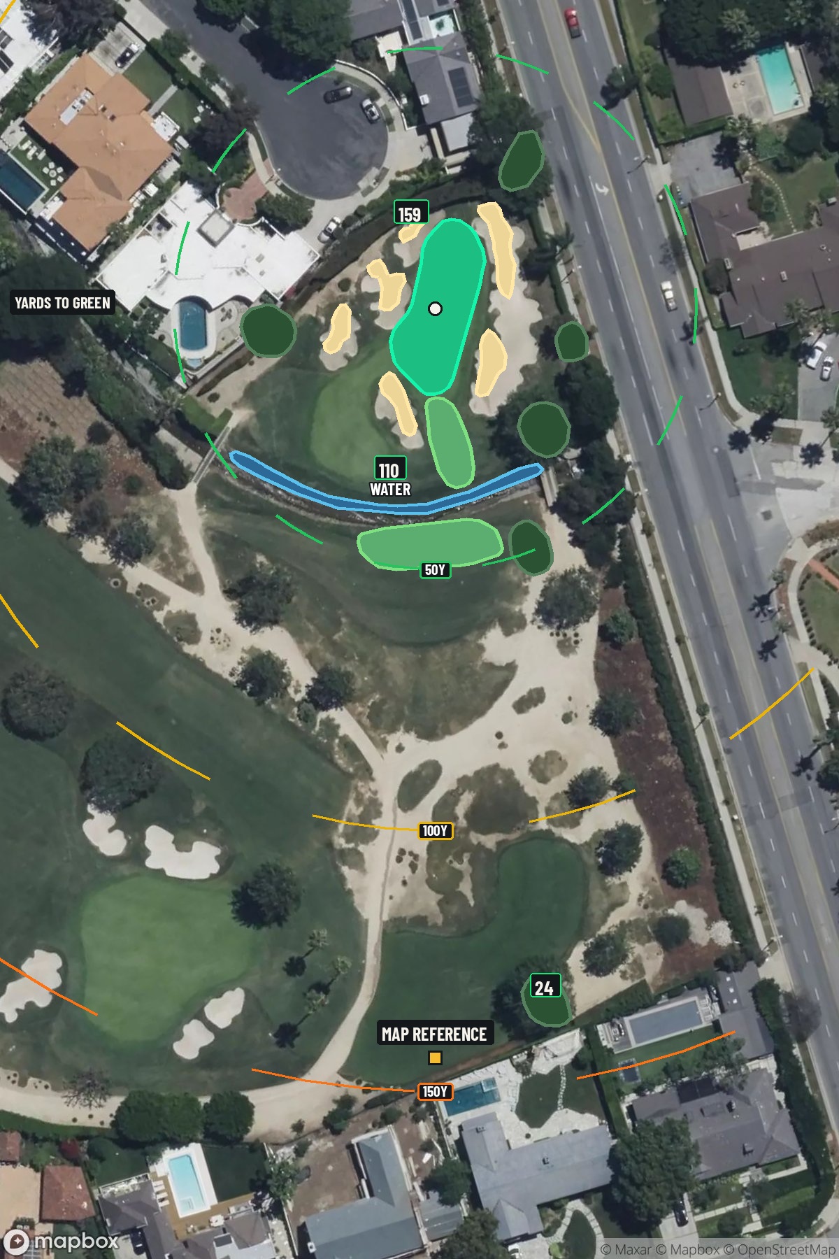 Hole 7 aerial at Wilshire Country Club