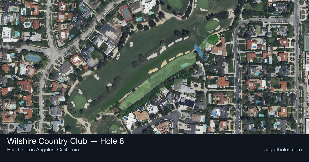 Hole 8 aerial at Wilshire Country Club
