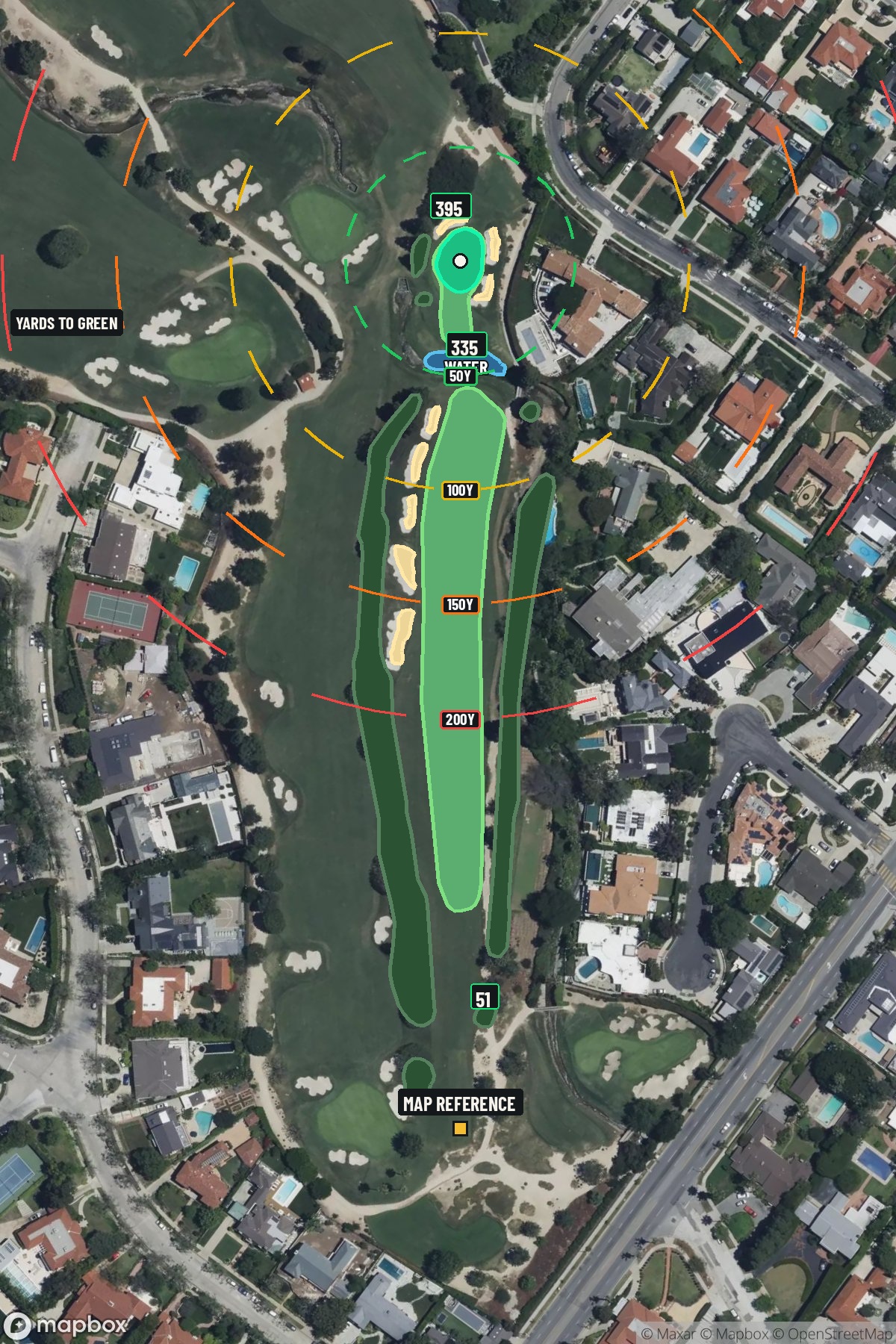 Hole 8 aerial at Wilshire Country Club