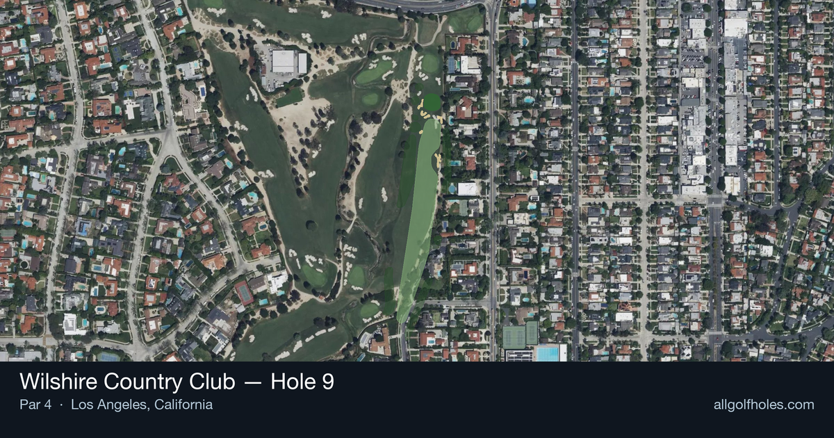 Hole 9 aerial at Wilshire Country Club