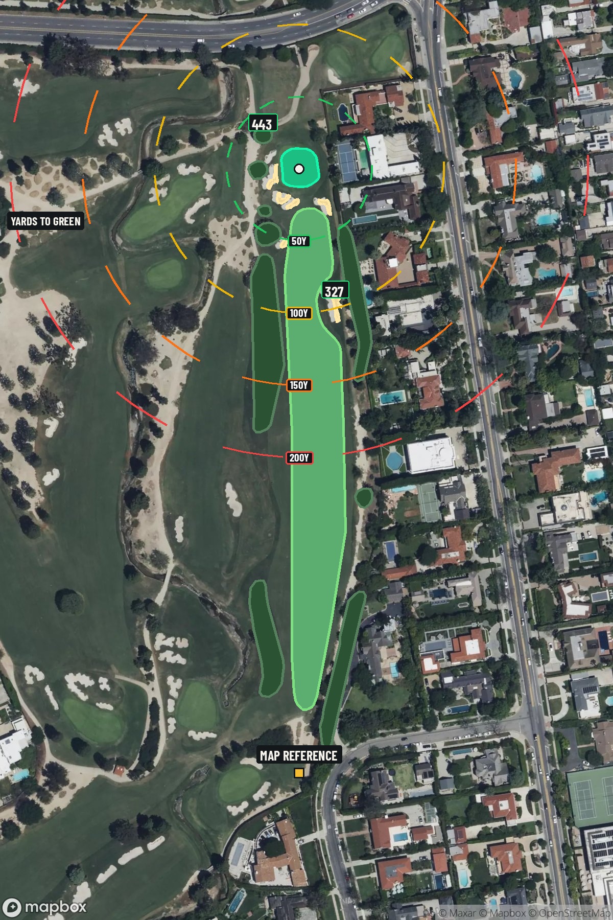 Hole 9 aerial at Wilshire Country Club