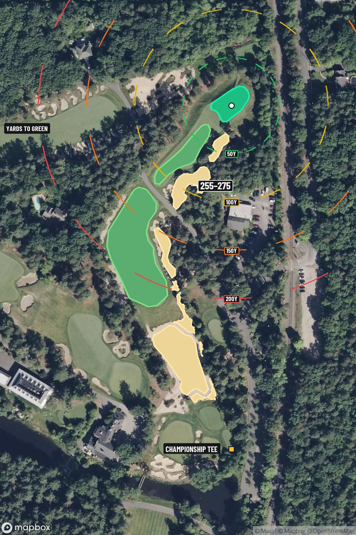 Hole 1 aerial at Pine Valley Golf Club