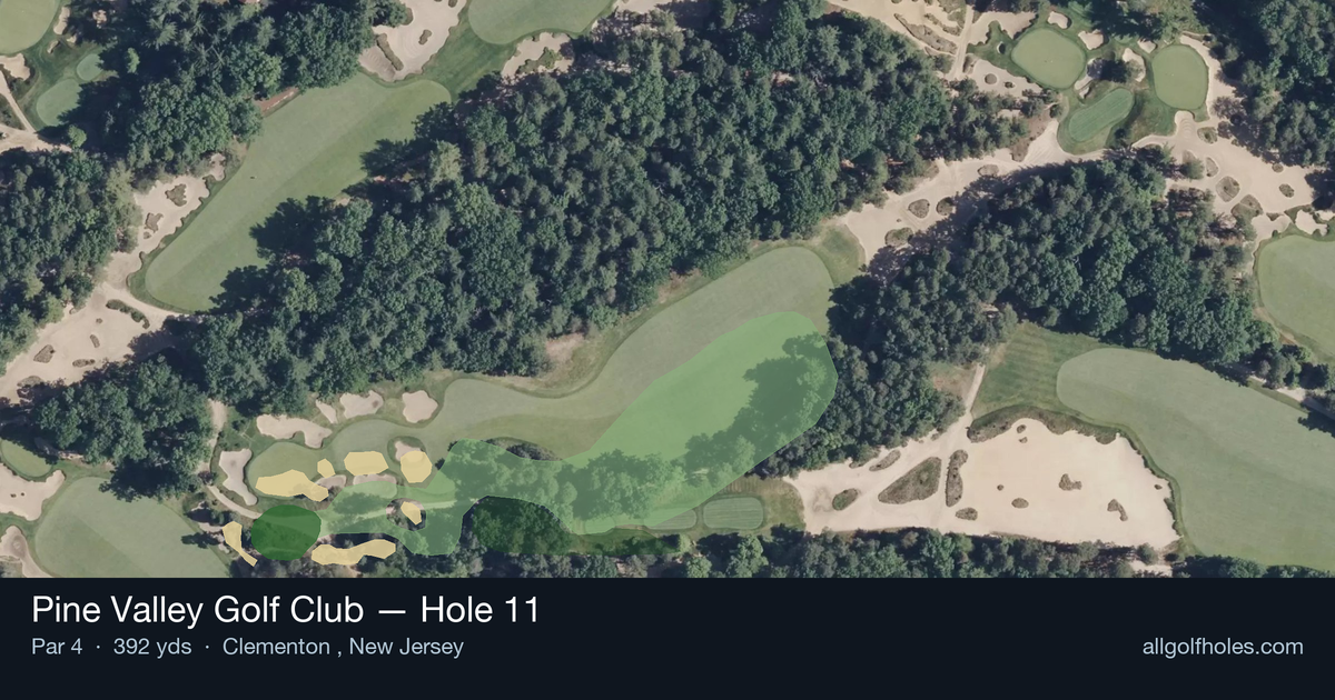 Hole 11 aerial at Pine Valley Golf Club