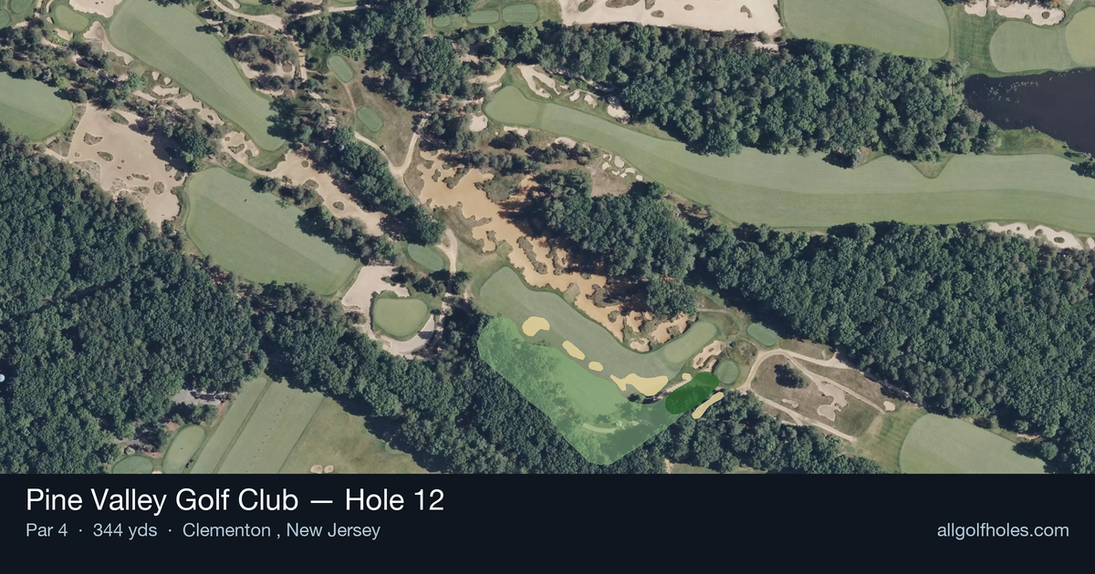 Hole 12 aerial at Pine Valley Golf Club