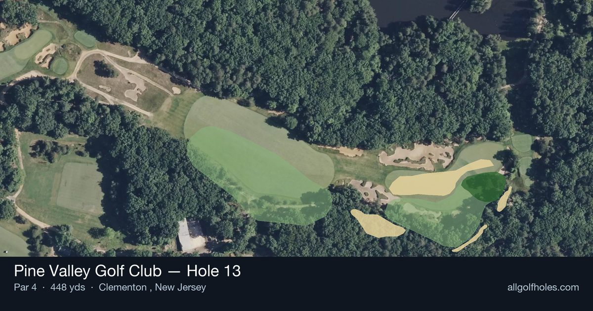 Hole 13 aerial at Pine Valley Golf Club
