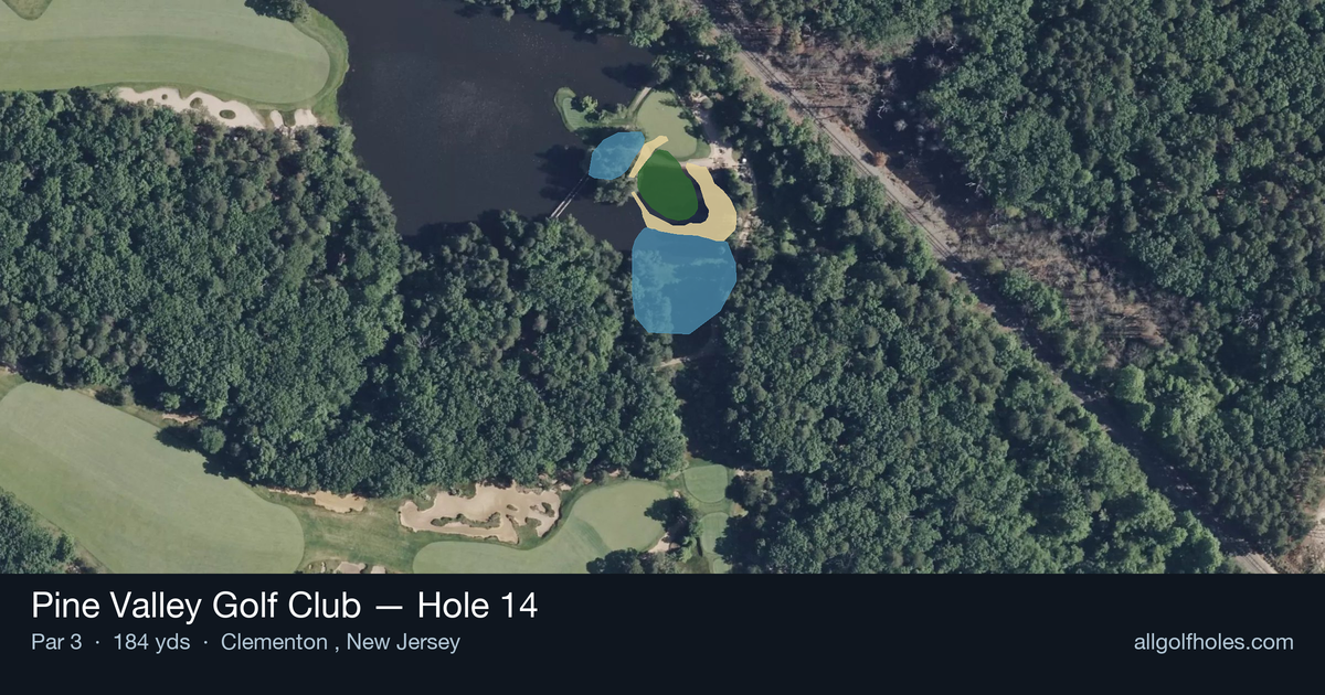 Hole 14 aerial at Pine Valley Golf Club