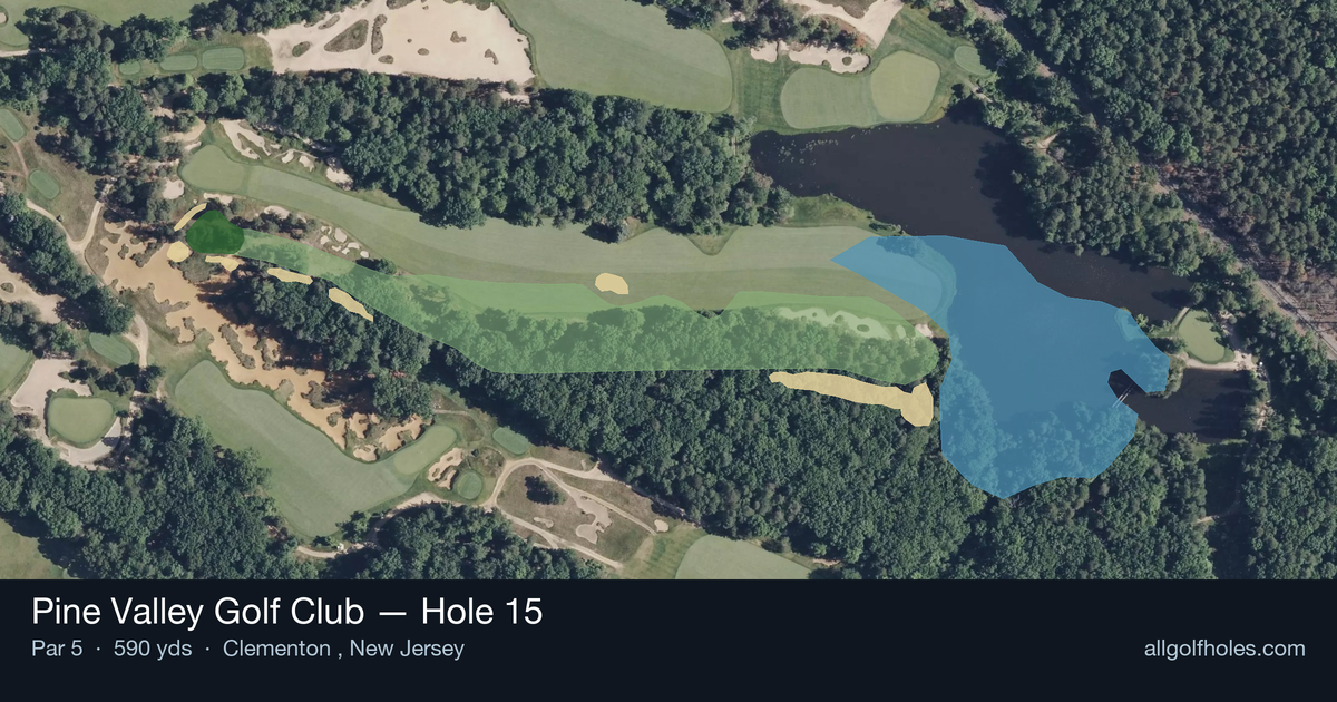 Hole 15 aerial at Pine Valley Golf Club