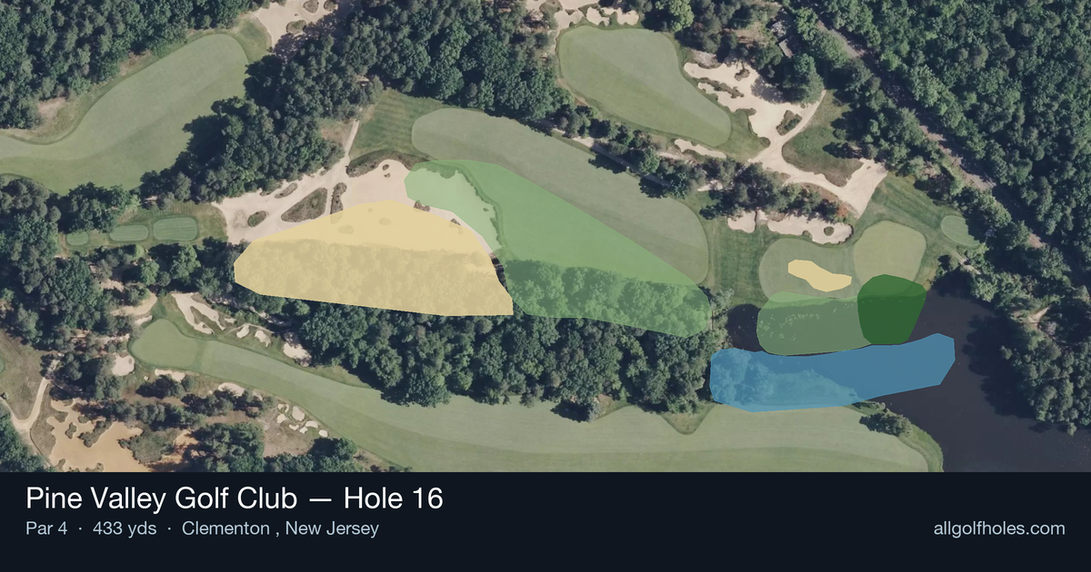 Hole 16 aerial at Pine Valley Golf Club