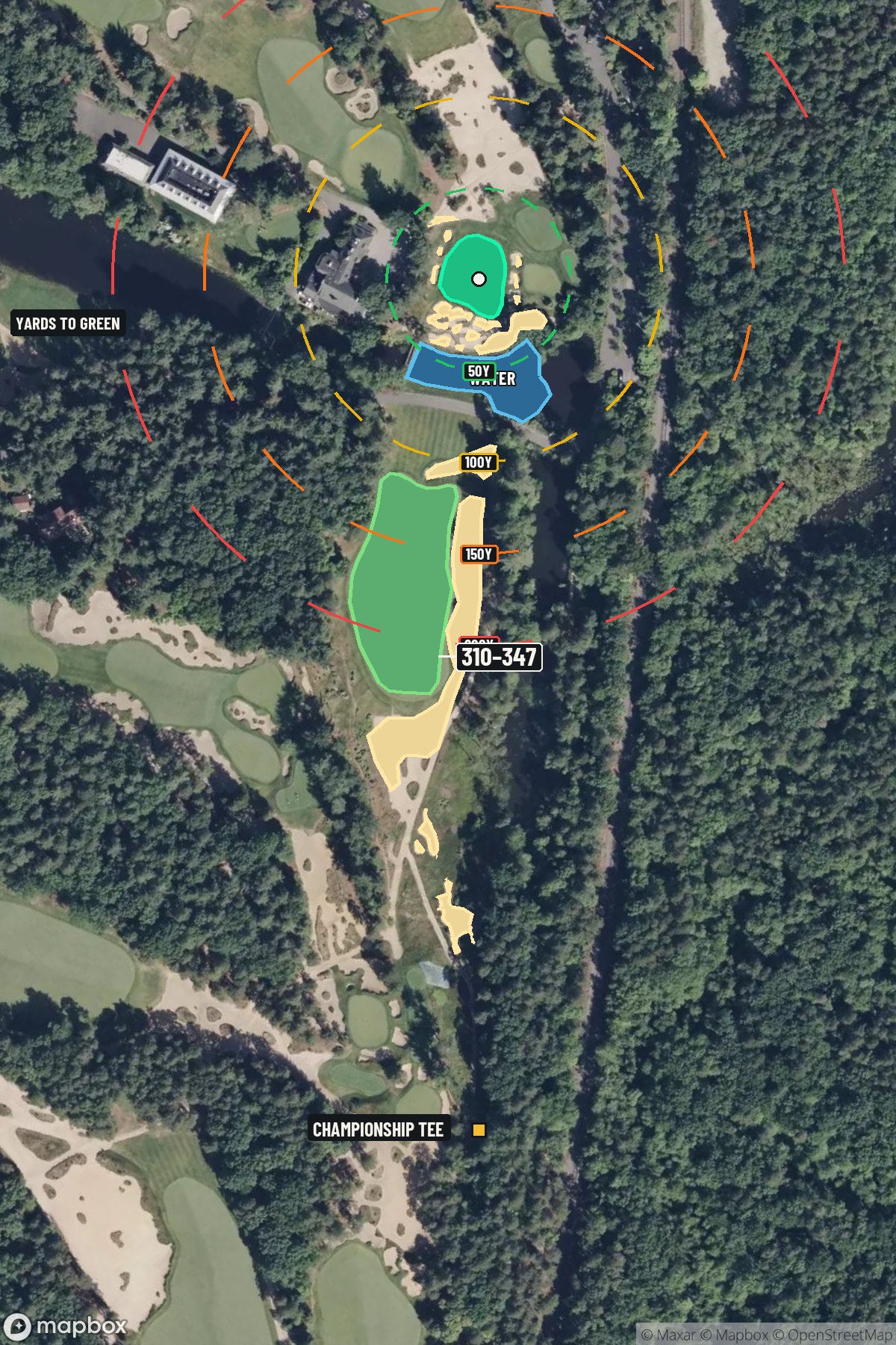 Hole 18 aerial at Pine Valley Golf Club