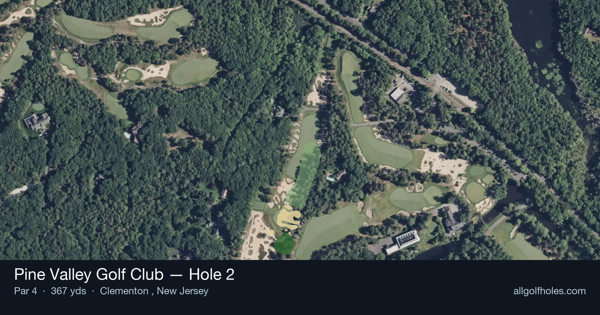 Hole 2 aerial at Pine Valley Golf Club